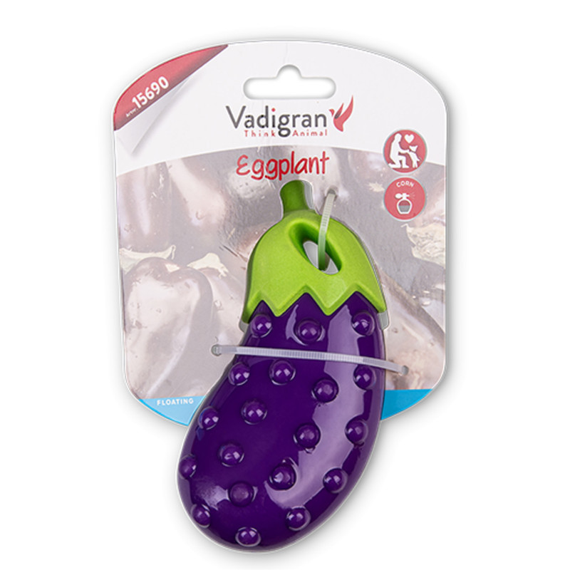 Jouet chien aubergine flottante popcorn 14 cm Vadigran