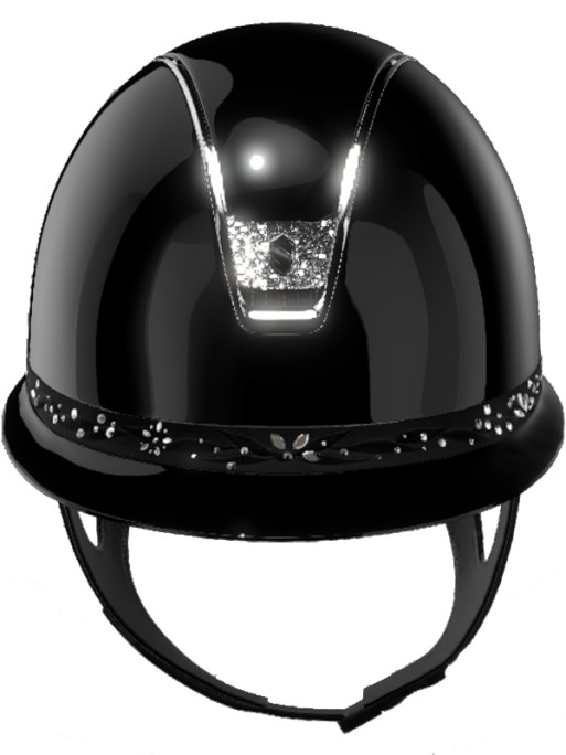 Casque Miss Shield Shadowglossy Flower Swarovski et blason Crystal Fabric 2.0 Samshield  (Mousse obligatoire vendue séparément)