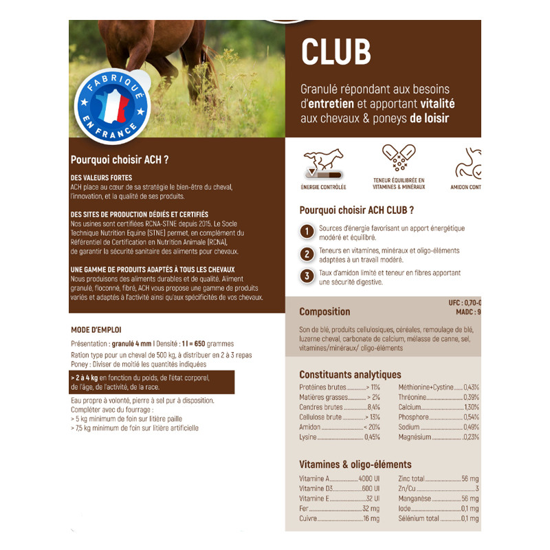 Granulés Club 25kg ACH