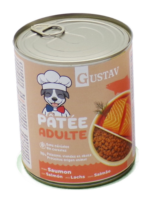 Pâtée pour chien adulte saumon 400g Gustav