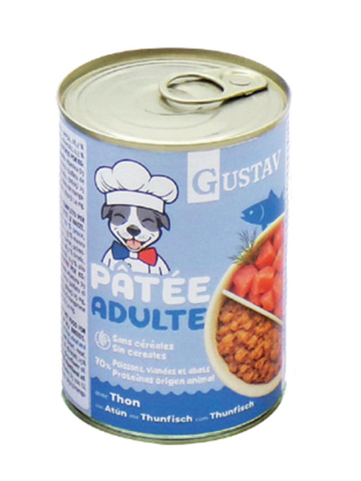 Pâtée pour chien adulte thon 400g Gustav