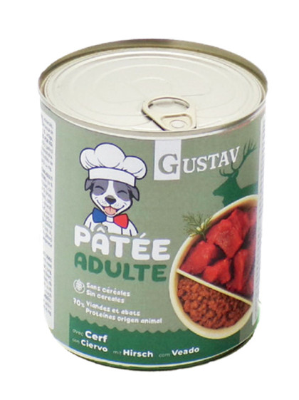 Pâtée pour chien adulte cerf 800g Gustav