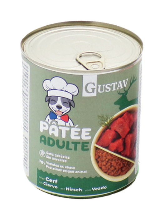 Pâtée pour chien adulte cerf 800g Gustav