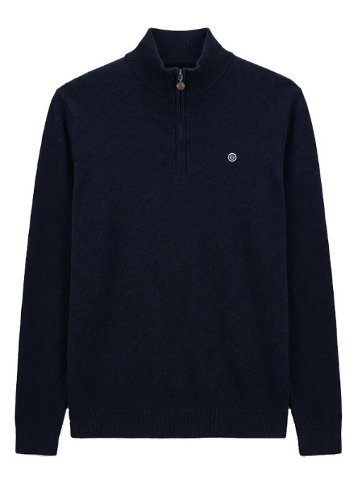 Pull col zippé Malo Serge Blanco