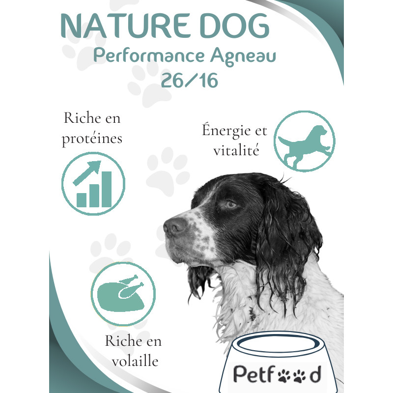 Croquettes Performance 26/16 Agneau Nature Dog 15kg