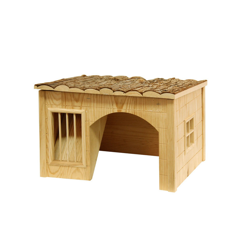 Maison avec râtelier à foin rongeur Nature Kerbl