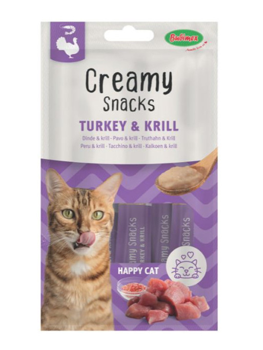 Creamy Snacks Chat x4 dinde/krill 60g Bubimex