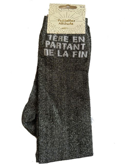 Chaussettes pailletée ''1ère en partant de la fin'' Paillettes Attitude