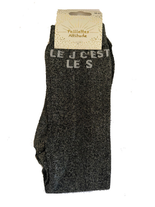 Chaussettes d'équitation pailletée ''Le J c'est le S'' Paillettes Attitude