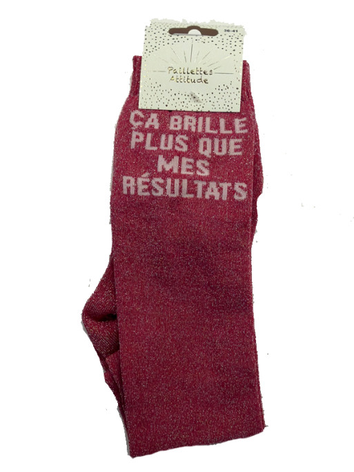 Chaussettes d'équitation pailletée ''ça brille plus que mes résultats'' Paillettes Attitude
