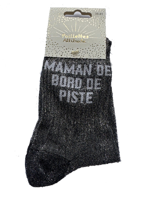 Chaussettes d'équitation pailletée ''Maman de bord de piste'' Paillettes Attitude