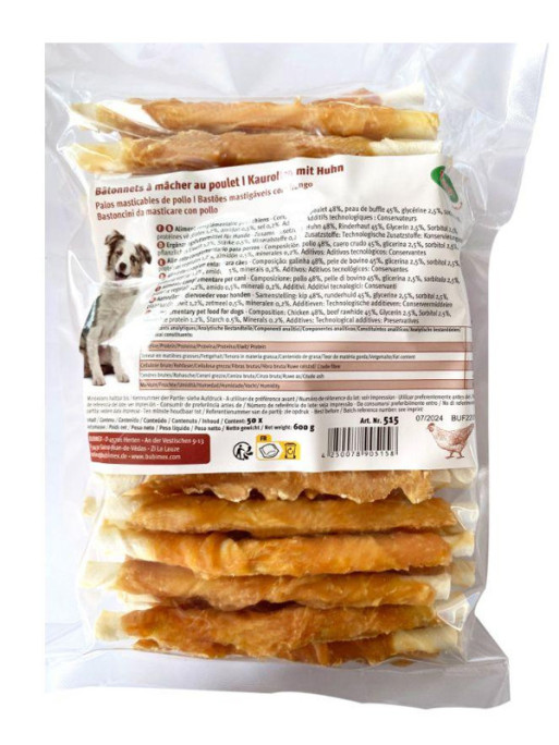 Bâtonnet à mâcher peau de buffle/poulet 12.5cm vrac