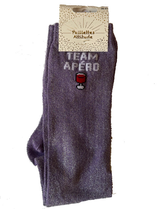 Chaussettes d'équitation pailletées ''Team Apéro'' Paillettes Attitude