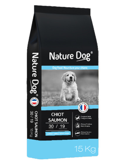 Croquettes chiot 30/19 saumon 15kg Nature Dog