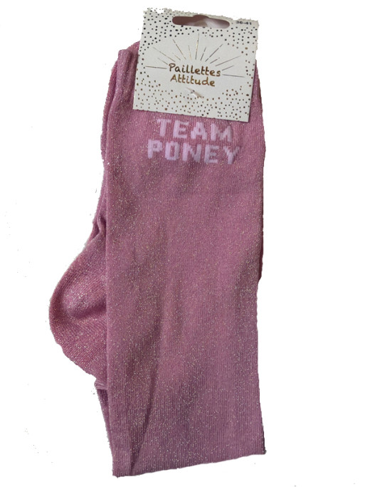 Chaussettes d'équitation pailletées ''Team Poney'' Paillettes Attitude