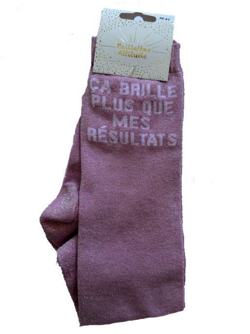 Chaussettes d'équitation pailletées ''ça brille plus que mes résultats'' Paillettes Attitude