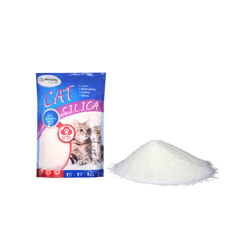 Litière pour chat Silica perles fines 2kg Vadigran