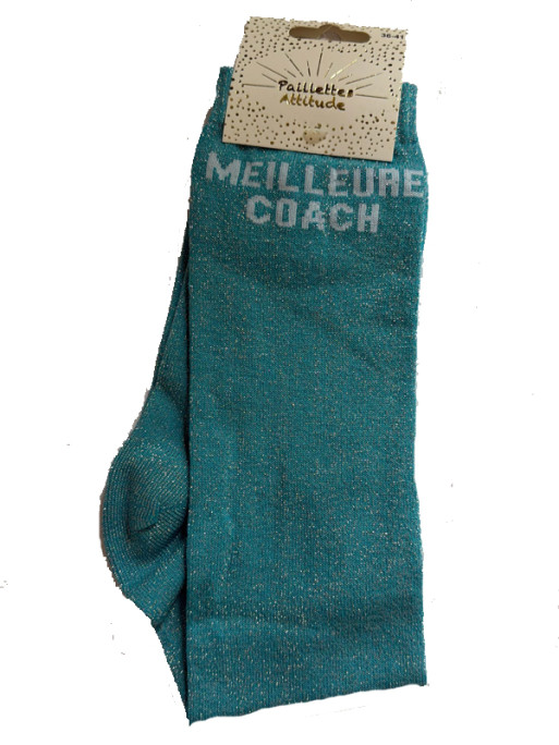 Chaussettes d'équitation pailletées ''Meilleure coach'' Paillettes Attitude