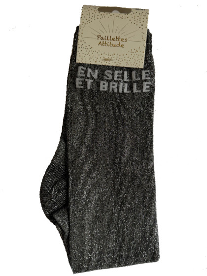 Chaussettes d'équitation pailletées ''En selle et brille'' Paillettes Attitude