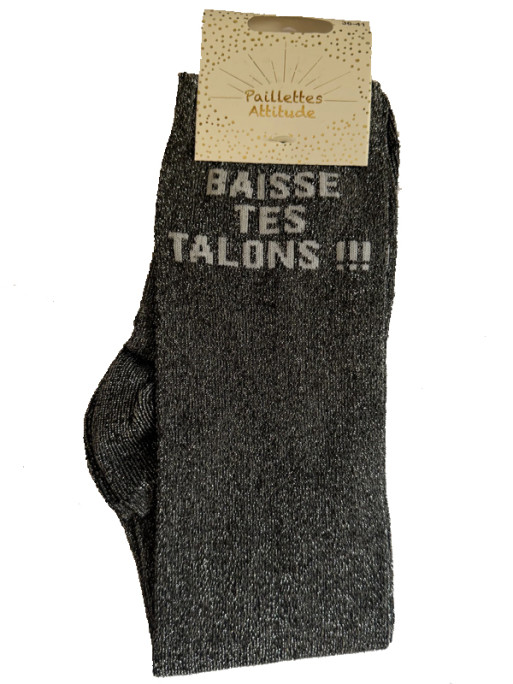 Chaussettes d'équitation pailletées ''Baisse tes talons !!!'' Paillettes Attitude