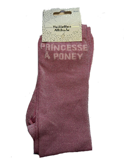 Chaussettes d'équitation pailletées ''Princesse à poney'' Paillettes Attitude