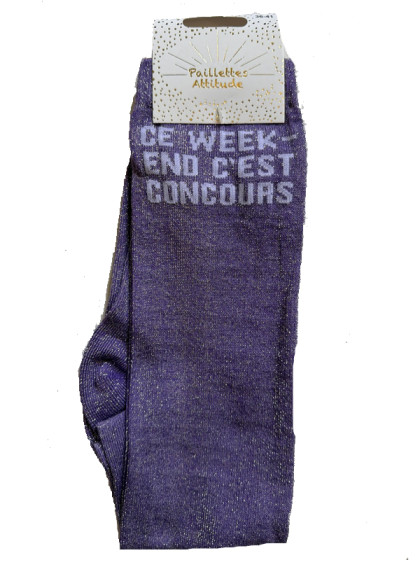 Chaussettes d'équitation pailletées ''Ce week-end c'est concours'' Paillettes Attitude