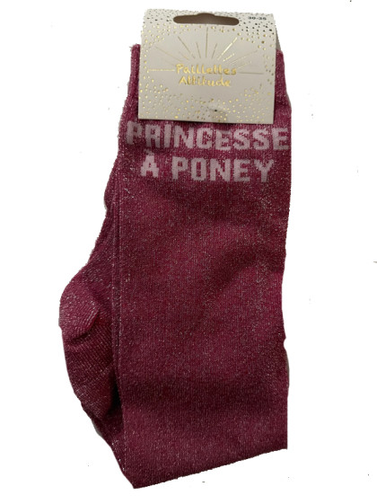 Chaussettes d'équitation enfant pailletées ''Princesse à poney'' Paillettes Attitude