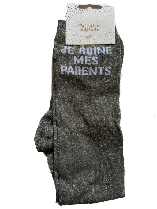 Chaussettes d'équitation pailletées ''Je ruine mes parents'' Paillettes Attitude