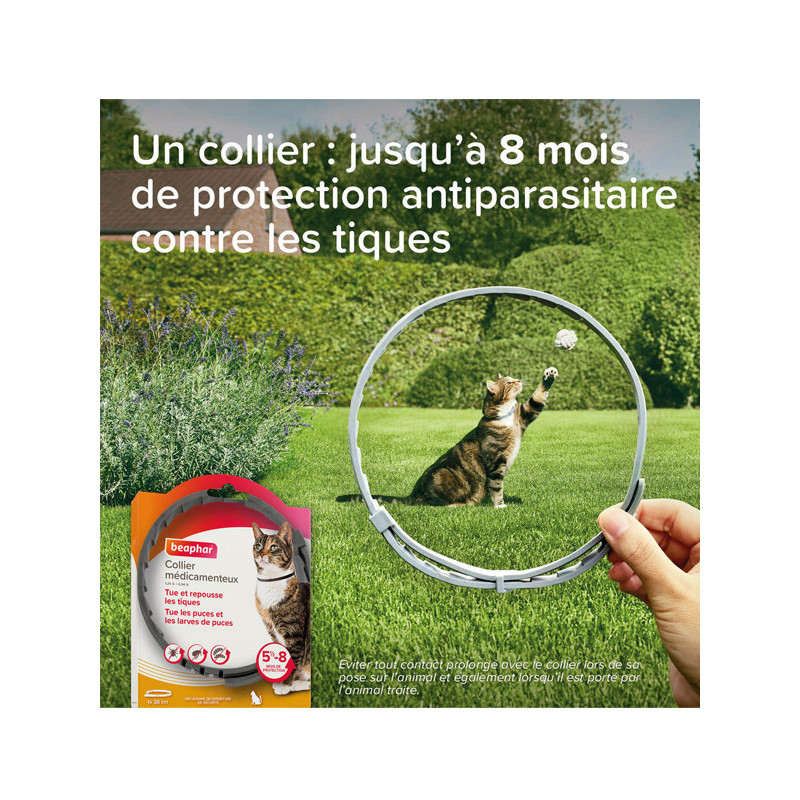 Collier médicamenteux 1.25g + 056g chat Beaphar