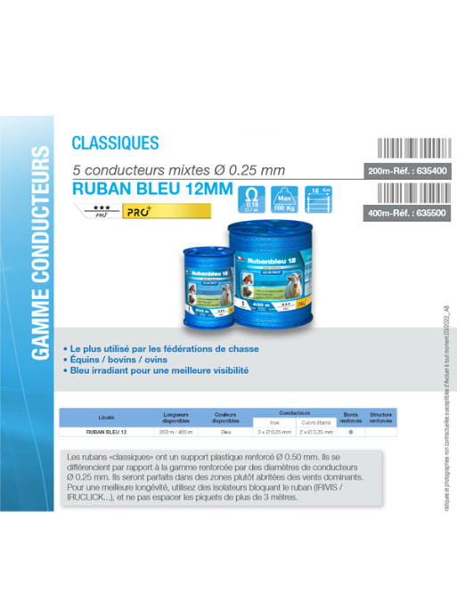 Ruban Bleu 12mm 200m Lacmé