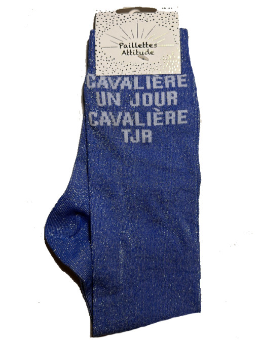 Chaussettes d'équitation pailletées ''Cavalière un jour cavalière tjr'' Paillettes Attitude