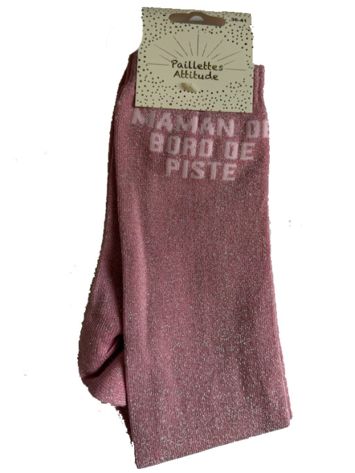 Chaussettes d'équitation pailletées ''Maman de bord de piste'' Paillettes Attitude