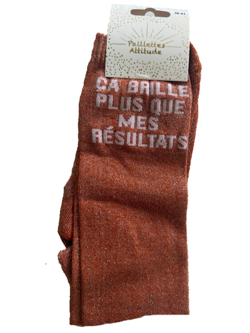 Chaussettes d'équitation pailletées ''ça brille plus que mes résultats'' Paillettes Attitude