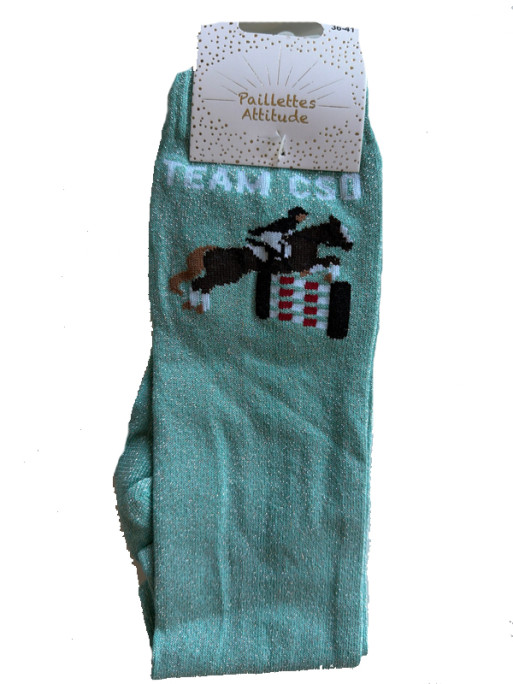 Chaussettes d'équitation pailletées ''Team CSO'' Paillettes Attitude