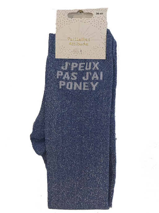 Chaussettes d'équitation pailletées ''J'peux pas j'ai poney'' Paillettes Attitude