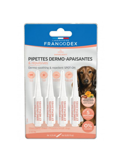 Pipettes Dermo-apaisantes et Répulsives chiots et petits Chiens Francodex