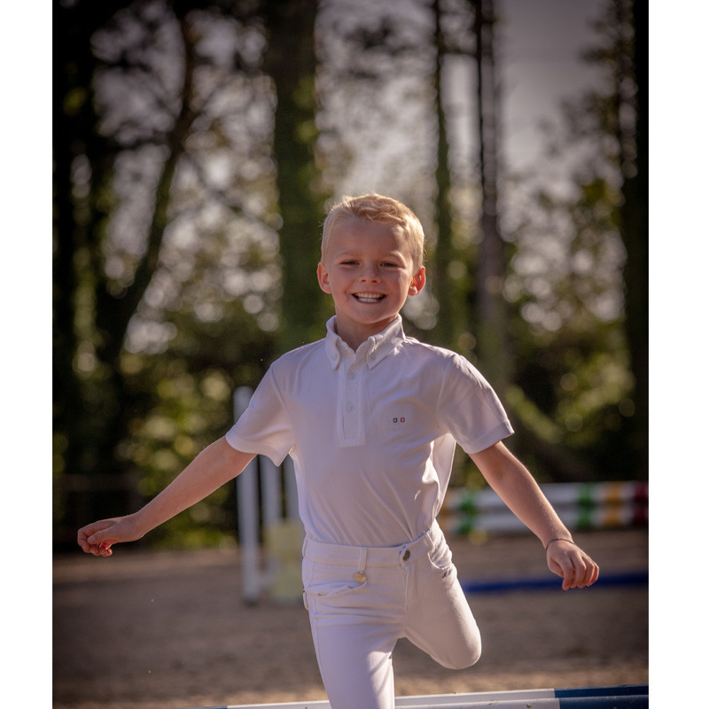 Polo-de-concours-blanc-manches-courtes-Gaston-Jumpin 1