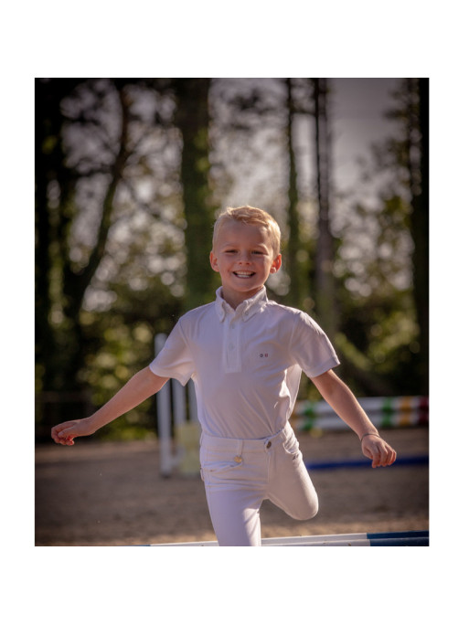 Polo-de-concours-blanc-manches-courtes-Gaston-Jumpin 1