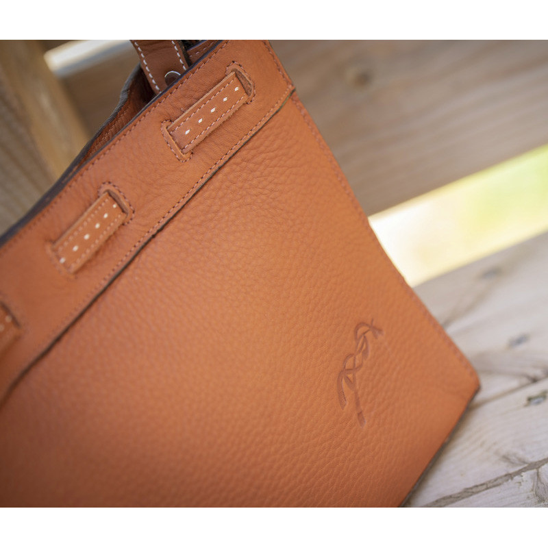 Sac en cuir Pauline Pénélope marron logo