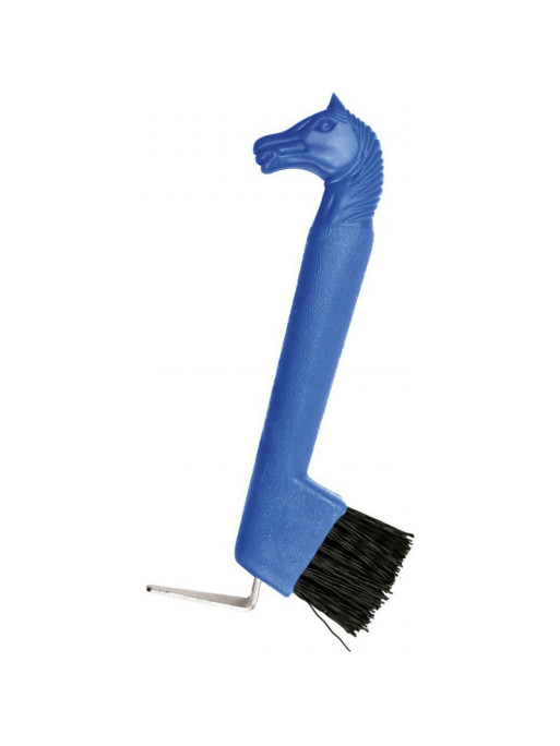 Cure-pied brosse tête de cheval Hippotonic bleu