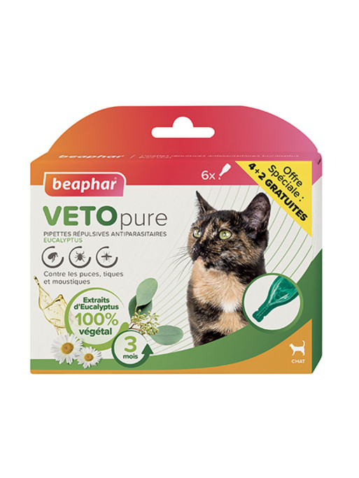 Pipettes répulsives antiparasitaires chat Vetopure Beaphar 2 Pipettes répulsives antiparasitaires chat Vetopure Beaphar 2