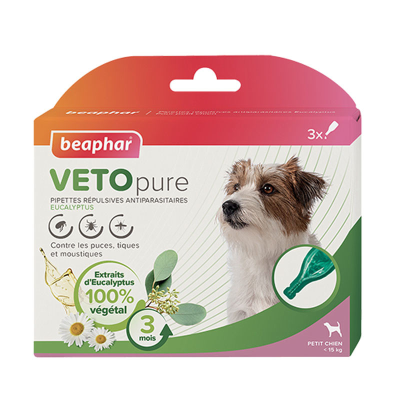 Pipettes répulsives antiparasitaires eucalyptus Vetopure chien Béaphar