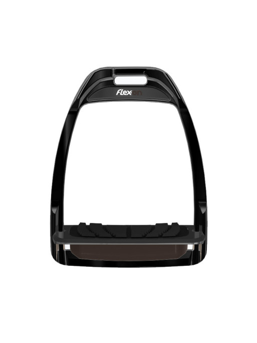 Etriers Hunter Incliné Gripp Flex-On cadre noir alu élastomères marron