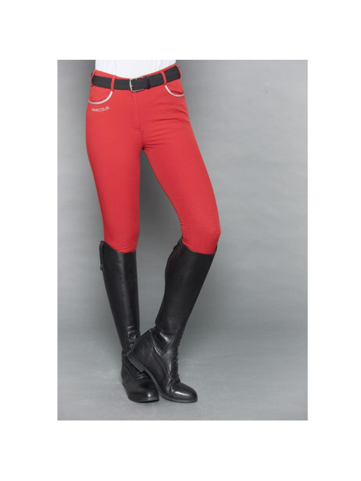 Pantalon Jaltika fix system grip Femme Rider Harcour rouge piment avant porté Pantalon Jaltika fix system grip Femme Rider Harcour rouge piment avant porté
