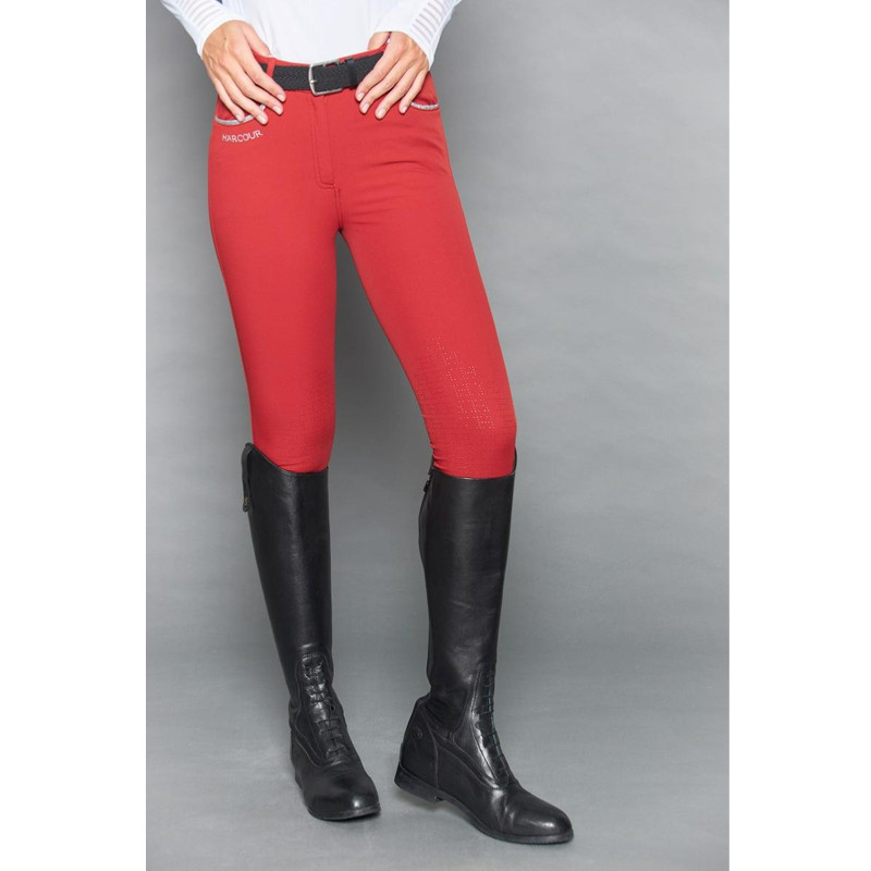 Pantalon Jaltika fix system grip Femme Rider Harcour rouge piment avant porté