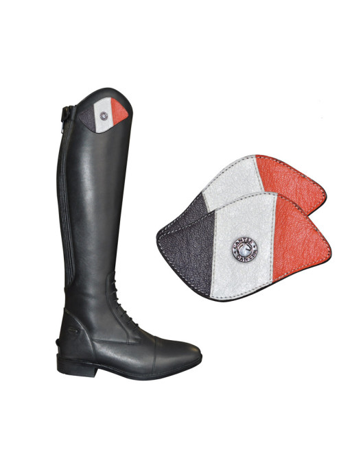 Empiècements pour bottes Pratoni Canter bleu blanc rouge Empiècements pour bottes Pratoni Canter bleu blanc rouge