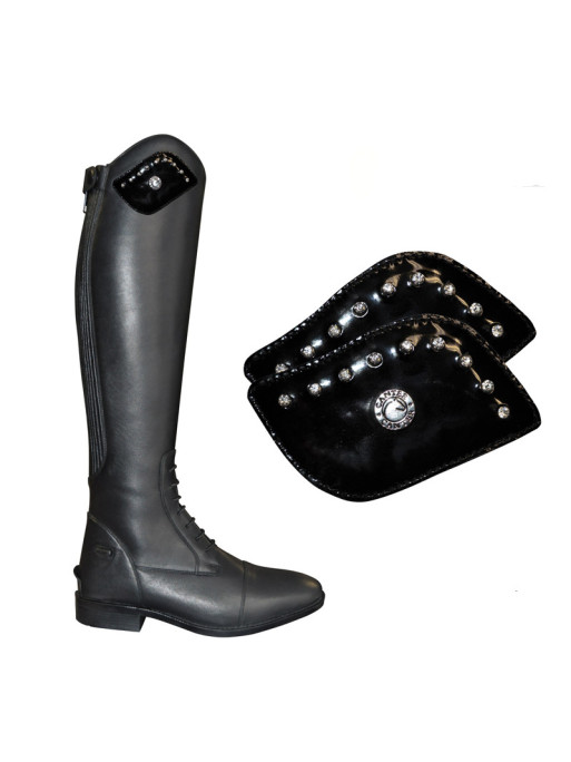 Empiècements pour bottes Pratoni Canter cuir verni / cristaux Empiècements pour bottes Pratoni Canter cuir verni / cristaux
