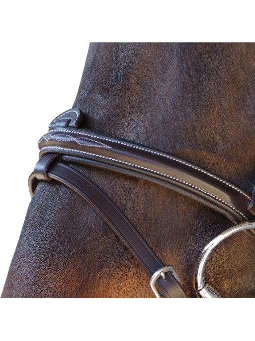 Bridon surpiqué Canter marron zoom muserolle Bridon surpiqué Canter marron zoom muserolle