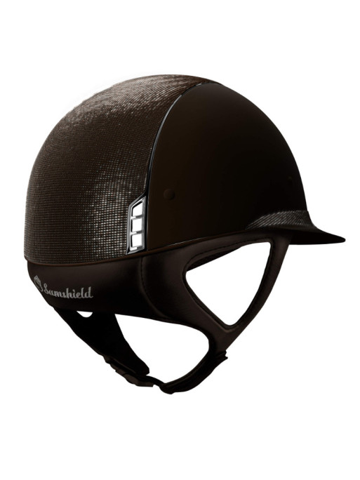 Casque Miss Shield Top et bande frontale Shimmer blason Crystal Fabric Samshield marron arrière